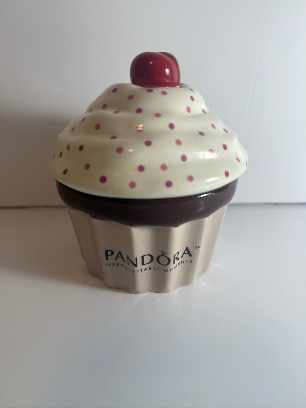 Pandora Unforgettable Moments Jewelry Box Breast Cancer Cupcake Pattern W Dots